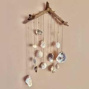 Drift wood beach shell hanging decor windchime